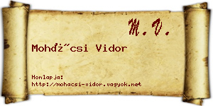 Mohácsi Vidor névjegykártya